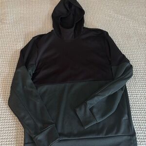Adidas Black and Dark Green Men's Hoodie